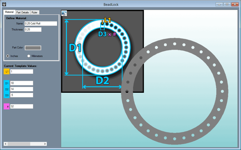 Template dimensioning