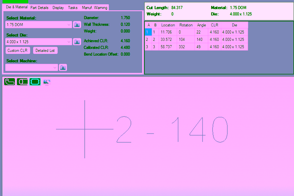 alt=Image of automated bend marks in the Bend-Tech Dragon CAD Software