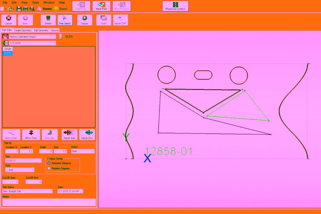 alt=Image of Bend-Tech Dragon CAM Software edit flat feature