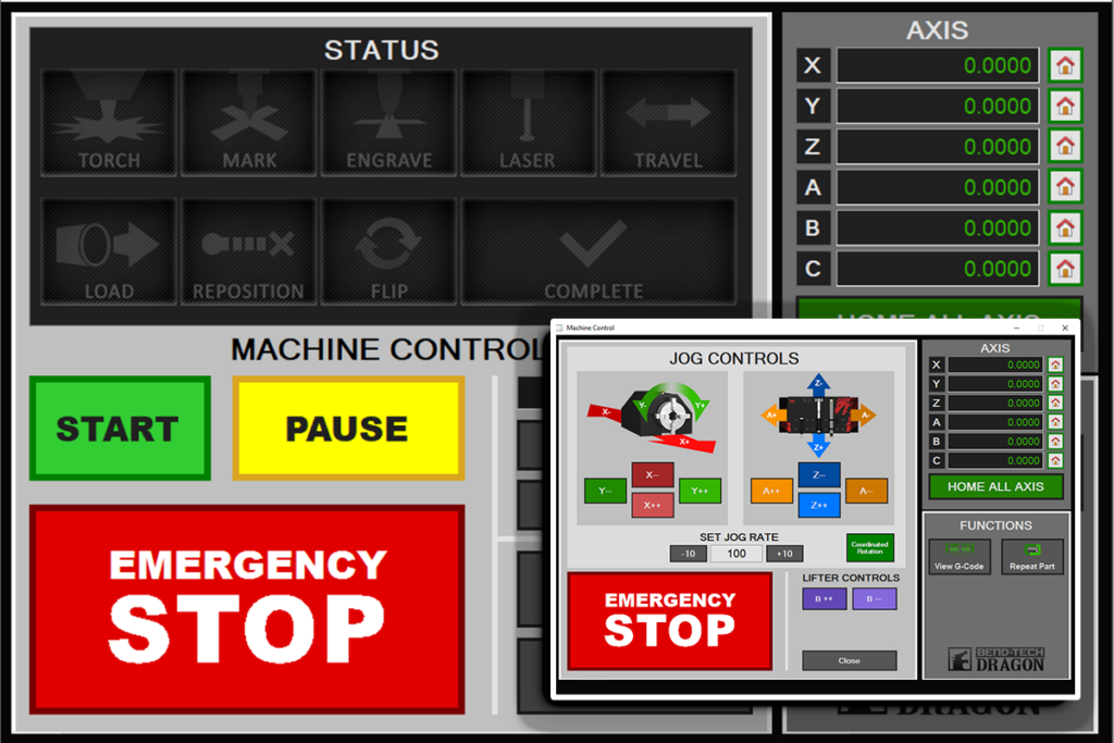 alt=Image of Bend-Tech machine full control screen setup