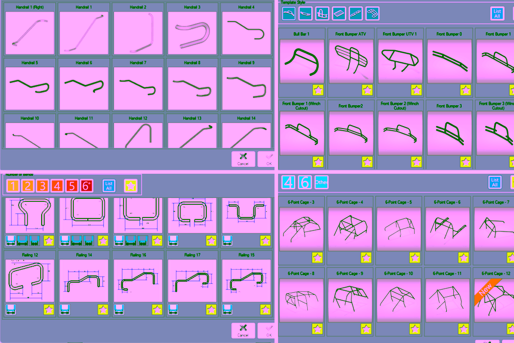 alt=Image of the Template Designer in the Bend-Tech Dragon CAD Software