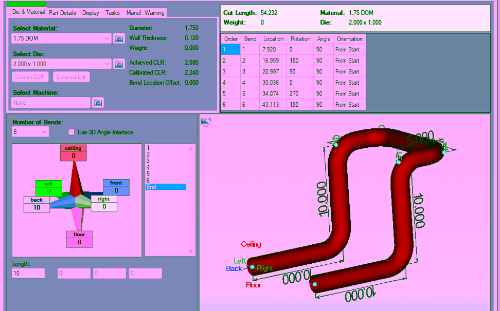 alt=Image of the Custom Part 3D Feature of the Bend-Tech Tube and Pipe Software