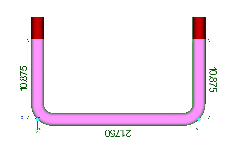 alt=Image of Post Bending Cutoff Feature in Bend-Tech Tube and Pipe Software