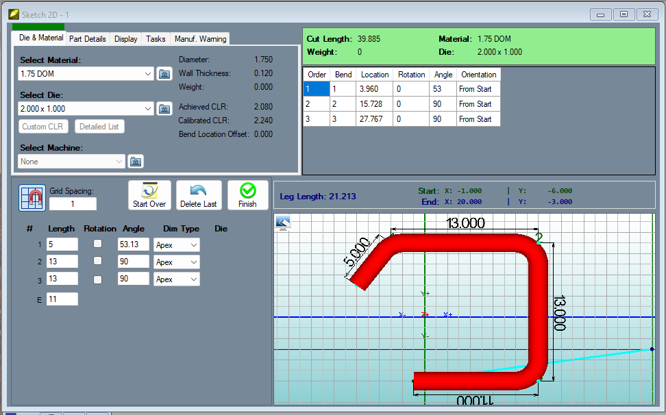 alt=Image of Sketch 2D Feature on Bend-Tech Tube and Pipe Software