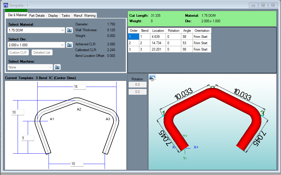 alt=Image of Template Designer Feature on Bend-Tech Tube and Pipe Software