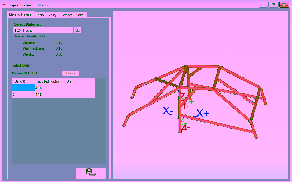 alt=Image of the CAD Import Feature of the Bend-Tech Tube and Pipe Software