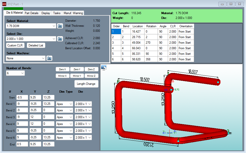 alt=Image of ZYZ Part Feature of Bend-Tech Tube and Pipe Software